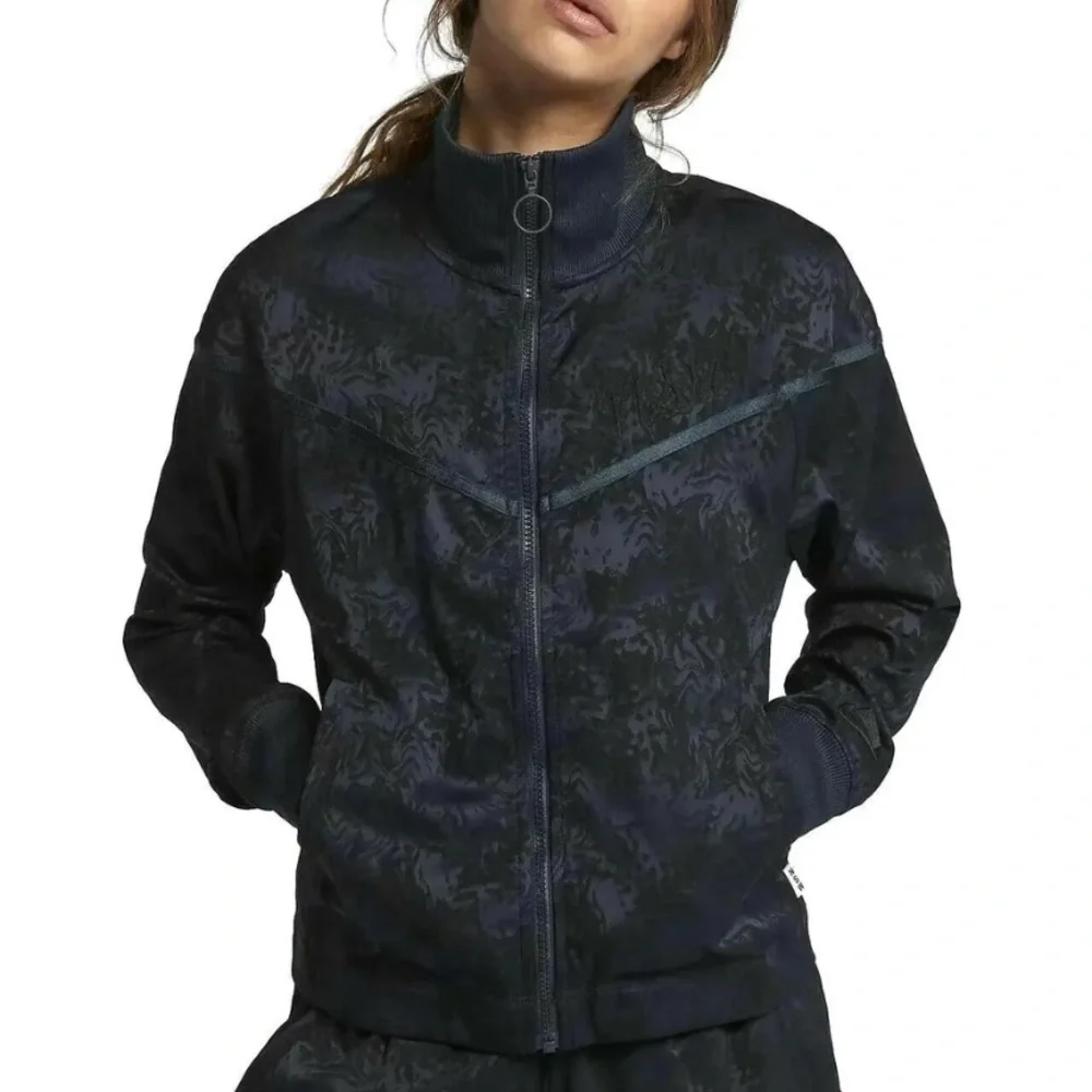 Nike full zip jacquard navy jacket, size M